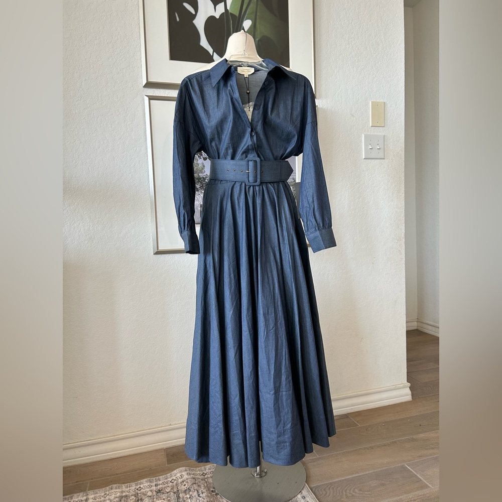 Tuckernuck X India Hicks Comporta Chambray Maxi Dress Sz M Ret $278 - Picture 3 of 12